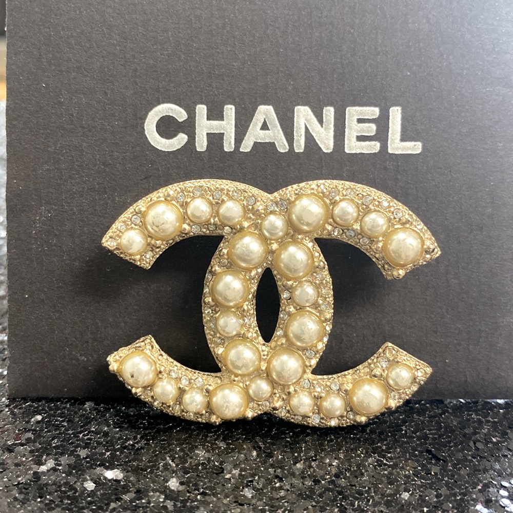 Authentic Chanel Gold Tone CC Brooch